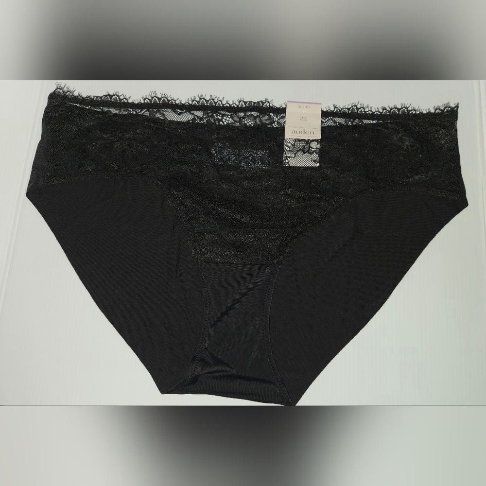 Auden Black Lace Panties, Size XL (16), New With Tags